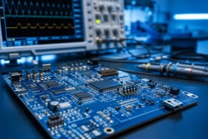 Close-up of a printed circuit board during embedded hardware engineering work.